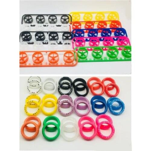 3 Sets Large Diameter Transparent Tires/Wheels 5-Spoke Wheel Hub for Tamiya Mini 4WD Car Model 94780