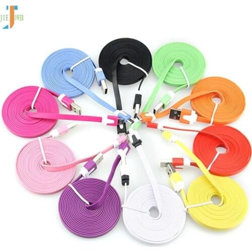 500pcs 8pin 1M 2m 3m Micro USB Cable Fast Charging Data Sync Flat Noodle Cable for Samsung Xiaomi Huawei LG HTC for iphone Cable