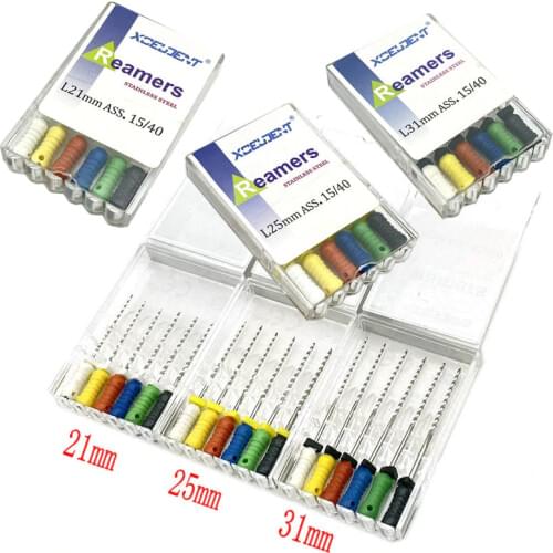 6pcs/pack Dental Reamers Files Root Canal Dentist Materials Dentistry Instruments Hand Use Stainless Steel R Files