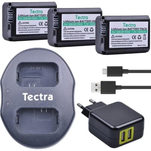 3Pcs NP-FW50 NP FW50 NPFW50 Battery+USB Dual Charger+AC Adapter for Sony Alpha a6500 a6300 a7 7R a7R a7R II a7II NEX-3 Battery