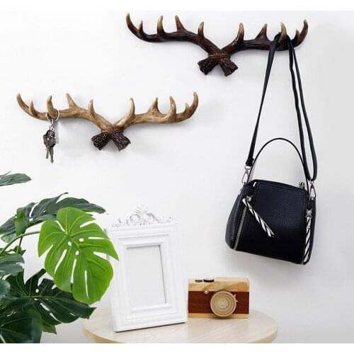 Home Accessories Retro Antler Hook Decoration Wall Hanging Coat Rack Clothing Store Entrance Wall Decoration Wall Key Hook