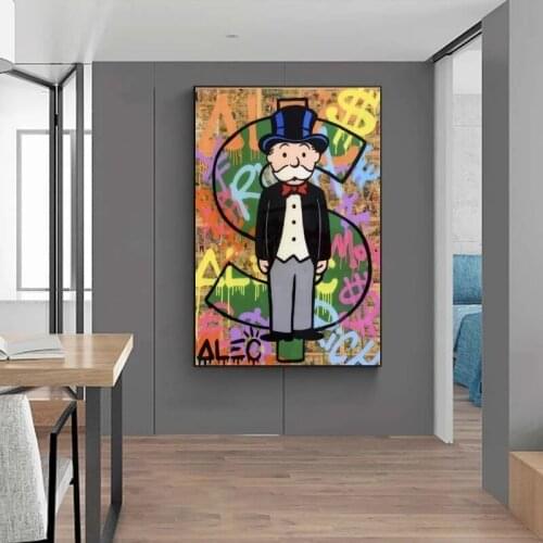 Alec Monopolyingly Richie Scrooge Dollars Canvas Painting Posters Graffiti Prints Wall Street Art Pictures For Living Room Decor
