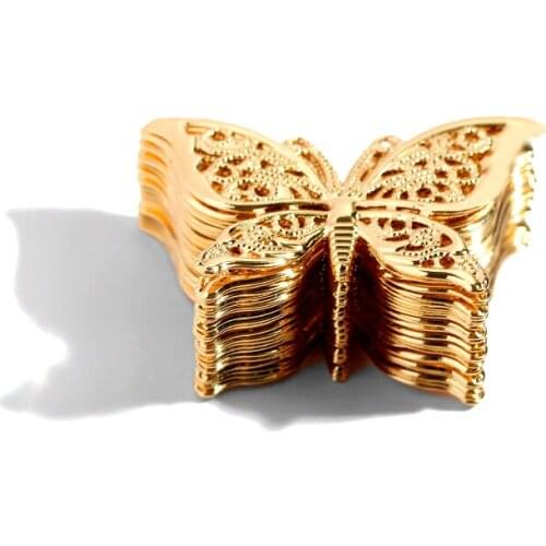 10Pcs 26x40mm Metal Alloy Butterfly Filigree Wraps Charms Gold Metal Connectors Crafts For Jewelry Making DIY Accessories Charm