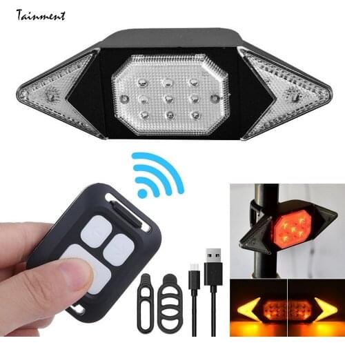 USB Rechargeable Bicycle Turn Signal Wireless Smart Cycling Taillight Bicycle Tail Light Headlight Road Bike LED Warning Lamps