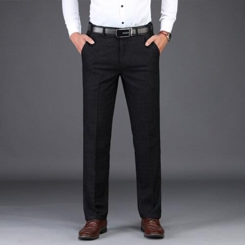 Plus Zise 42 44 46 Mens Suit Pants Classic Style Black Business Casual Straight Stretch Dress Pants Male Brand Trousers