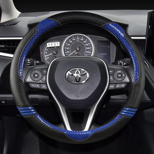 37-38CM Car Steering Wheel Cover Non-slip PU Leather for Toyota Corolla Camry Rav4 Auris Prius Yalis Avensis auto accessories
