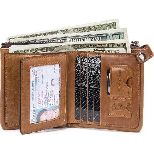 Business retro leather wallet mens short anti-theft credit card wallet drivers license card Baotou leather wallet male