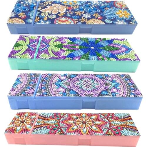DIY Special Shaped Diamond Painting 2 Grids Stationery Pencil Box Rhinestones Diamond Embroidery Mandala Storage Case Gifts