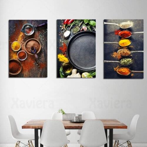 Kitchen Wall Decoration Painting Vegetables Grain Spices Kitchen Canvas Print Wall Art Picture Home Decor For Living Room Dining