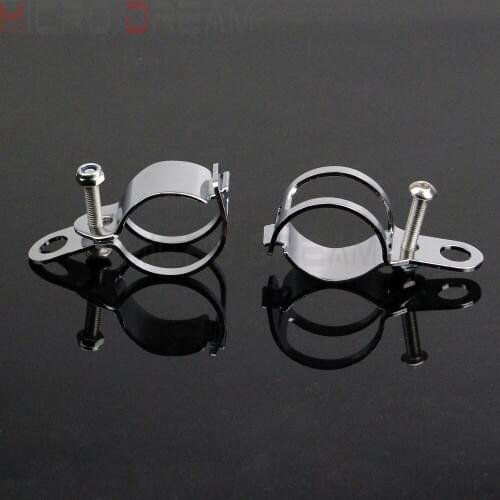 Chrome Motorcycle Front Turn Signal Light Bracket Indicator Relocation Kit For Harley Suzuki Yamaha 27-31 mm Fork Mount Clamp