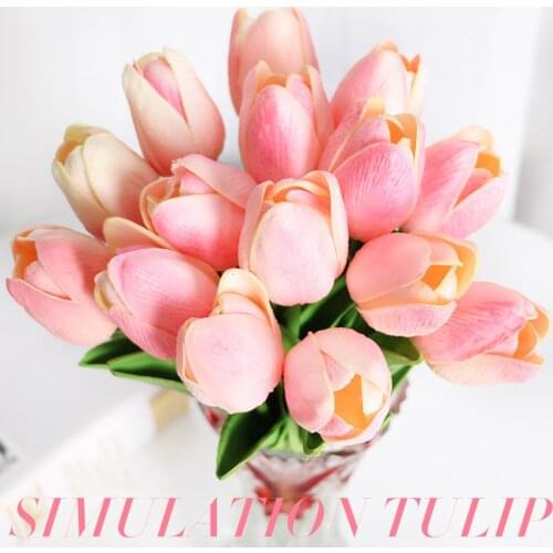 10 pcs Artificial Flowers Mini Tulips Simulation Silk Fake Flower Wedding Decoration Xmas Party Happy New Year Hotel Home Decor