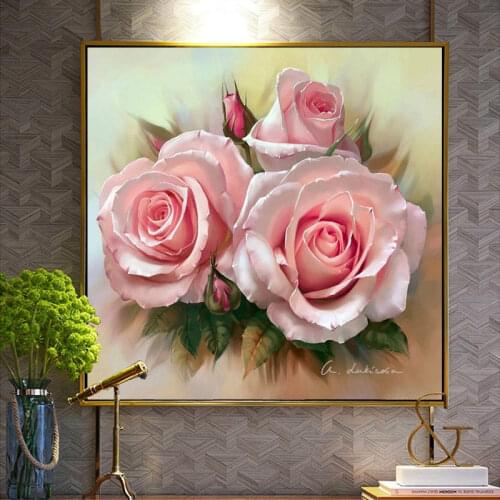 Oneroom,Embroidery,DIY Pink Flowers Painting,Full Needlework,Cross stitch,kits,14CT Cross-stitch,Embroidery Sets,50x50 cm