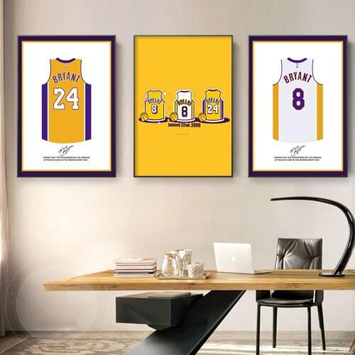 Classic Sports Figure Career 36 Set Jersey Poster Basketball Star Canvas Prints Kids Room Picture Decor Boys Bedroom Paintings