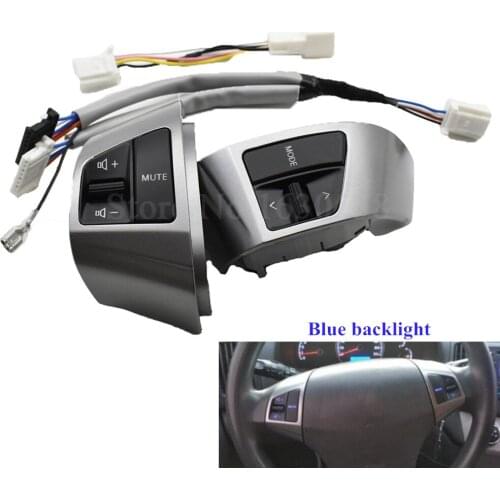 Car Steering Wheel Audio Volume Control Button Switch 6Keys with Blue Backlight for Hyundai Elantra HD 2008-2012