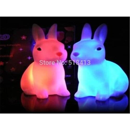 Rabbit a toy Gags & Practical Jokes White Rabbit A Night Light Colour Changes Toy For Children Unisex Plastic 2020