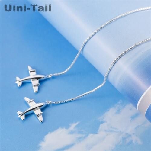 Uini-Tail hot new 925 sterling silver small aircraft long ear line female personality fashion tide flow sweet earrings gift