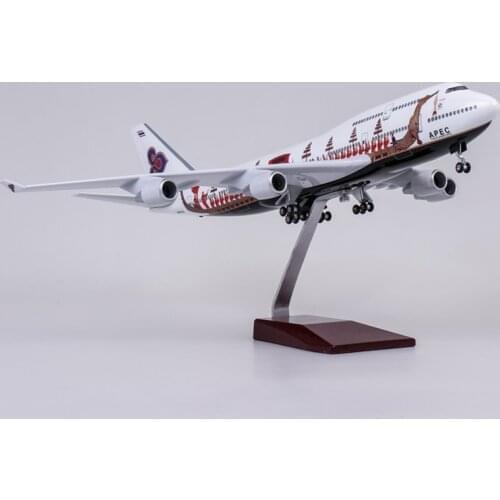 47CM 1:150 Airplane Model Toys Aviation Thai Airways Dragon Boat 747 B747 Diecast Resin Aircraft with Light Wheel Gifts Display