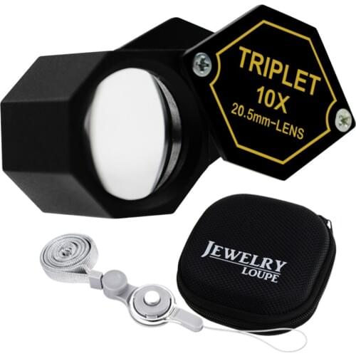 Magnification Jewelry Loupe 10x 15x 20x 30x w/ 20.5mm Lens Diameter Achromatic Triplet Optical Glass Hexagonal Black Frame