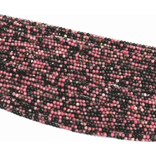 Multicolor natural rhodochrosite black veins stone beads 2mm 3mm round beads accessories loose spacers beads 15inch B395