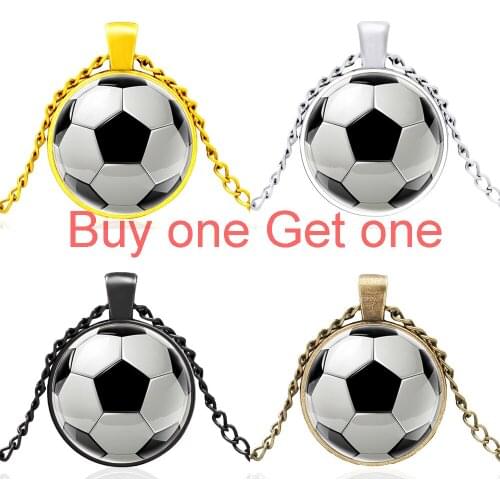 Fashion Football Design Glass Cabochon Men Women High Quality Pendant Necklace Jewelry Gifts