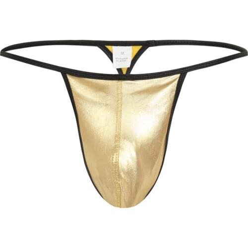 Male Thongs Penis Pouch Faux Leather Underwear Sexy Men Low Rise Thong G String Bikini Gay Man T-back Tanga hombre Jockstrap