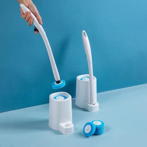 Bathroom Disposable Toilet Brush Set Long Handle Household Cleaning Tool Replaceable Clean Brush Head Bathroom Accessories Set