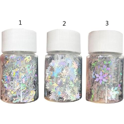 Snowflake Nail Art Sticker Decals Multicolor 3D Holographic Sparkly 26 English Letters Nail Glitter Sequins Art Supplies