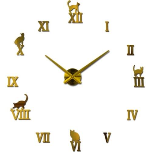 2020 diy large size wall clocks big mirror wall clock Modern design Home living room decoration