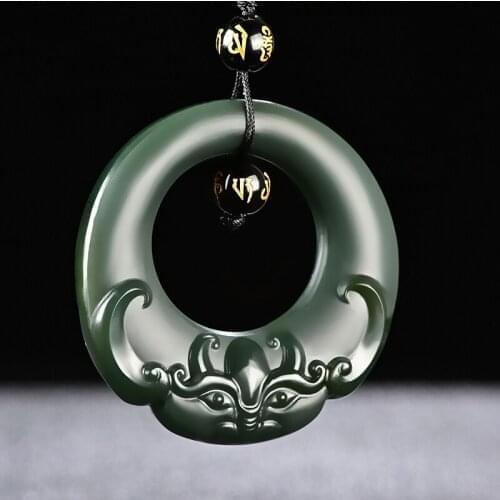 Natural 7A hetian green jade pendant hand carved pendants necklace brand men women real jade jewelry jadeite