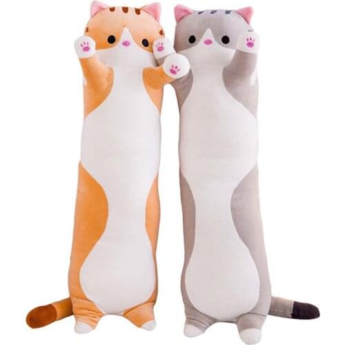 Cute Plush Cat Doll Soft Stuffed Kitten Pillow Children Knee Pillows Sleep Long Plush Toys Gift for Kids Girlfriend