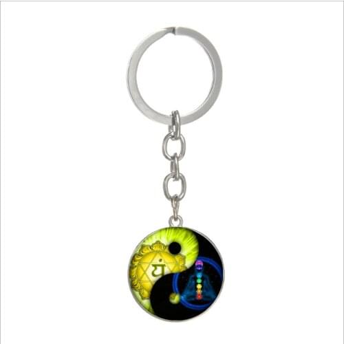 2019 new fashion glamour Yin Yang tai chi glass key chain