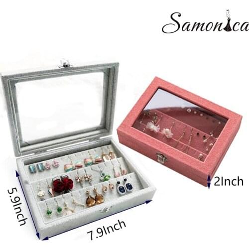 New Fashion Gray/Pink Velvet Earring Jewelry Display Jewelry Storage Manager Earring Organizer Jewelry Box Earring Box