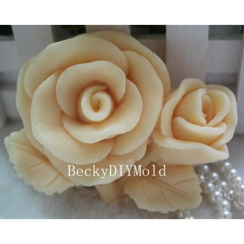 Wholesale!!!1pcs Big Two Rose (zx00336) Silicone Handmade Soap Mold Crafts DIY Mold