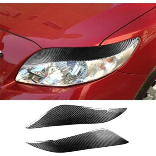 Car Real Carbon Fiber Front Headlight Eyelid Eyebrow Trim for Toyota Corolla 2008-2011