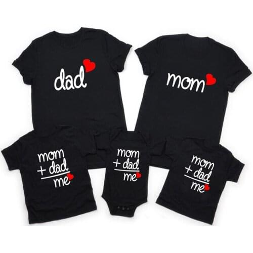 Family Matching Casual Clothes Mom+Dad=Me Print Summer Cotton Short Sleeve Fashion T Shirts for Family Members Best Gifts