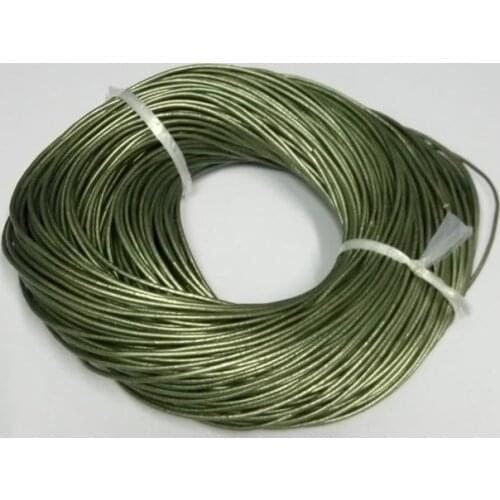 90m/Roll Pear Army Green True Cowhide Beading Cord 2mm diameter Wire Handcraft Accessories for bracelet & necklace free shiping