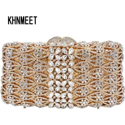 Luxury Gold Silver Green Crystal Evening Purse Party Bags Women Bridal Clutch Bags sc765