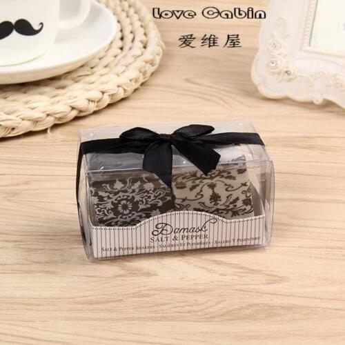 Black And White Damask Print Salt And Pepper Shaker Wedding Decoration Gifts Favors Supplies 24pcs/lot=12set/lot
