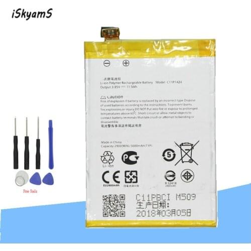 ISkyamS 1x 2900mAh C11P1424 Replacement Battery For ASUS Zenfone2 ZE550 ML Z008D ZE550ML ZE551ML Z00AD Z00ADB Z00A +Tool