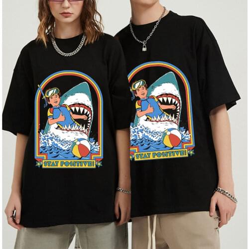 This Is Me Funny Stay Positive Shark Attack Retro Comedy Tee Men Tshirts Women T Shirt