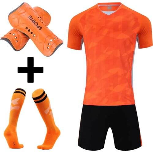 Free socks Shin guards Men Kids Soccer Jerseys Set Boys Football Training Uniforms Team Training Shirt Tracksuit Sport Clothes