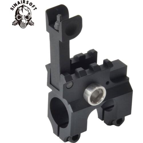 Tactical Black Clamp-On Gas Block With Folding Front Sight CNC Aluminum Machined Iron For Rifle Paintball Hunting Accessories