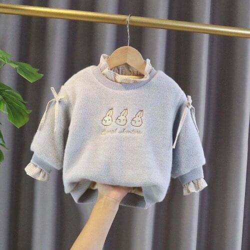 Girls' Hoodies Sweatshirts Kids Outwear 2021 Cool Velvet Thicken Warm Winter Autumn Cotton Fleece Plus Size Childrens Clothing