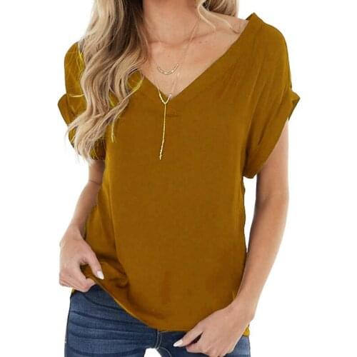 V-neck Backless Plus Size Tunic Tops Women Summer Short Sleeve Solid Tshirts Chiffon Shirt Loose Clothes