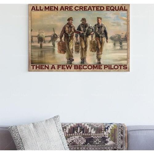 All Men Are Created Equal Then A Few Become Pilots, Fighter Pilot Poster, Motivational Art Print, Canvas Art for Home Decor