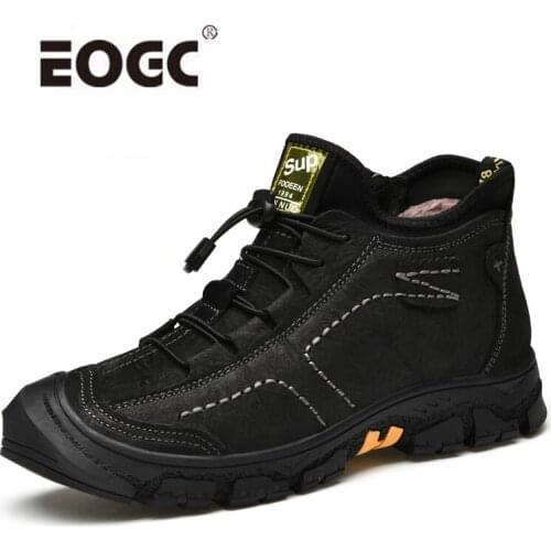 Plus Size Natural Leather Boots Men Wear-resistant Sole Ankle Snow Boots Shoes Comfort Autumn And Winter Shoes Botas Hombre