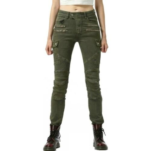 Free shipping volero female motorbikers protective riding jeans staight loose locomotive pants for girls moto casual trousers