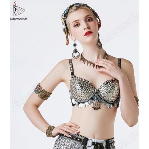 New ATS Tribal Bra Vintage Coins Chain Belly Dance Bra Costume Accessories Women Bellydance Clothes Top Gypsy Style