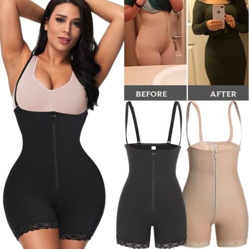 Womens Full Body Shaper Bodysuit Shapewear Waist Shaper Postpartum Recovery Slimming Underwear Zip and Hook Corset