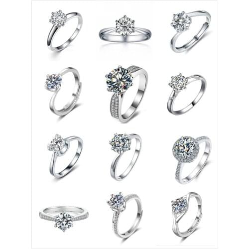 YaYI Jewelry Princess Cut 1 CT White Zircon Silver Color Engagement Bright Wedding Heart Adjustable Lovers Party Rings Gifts